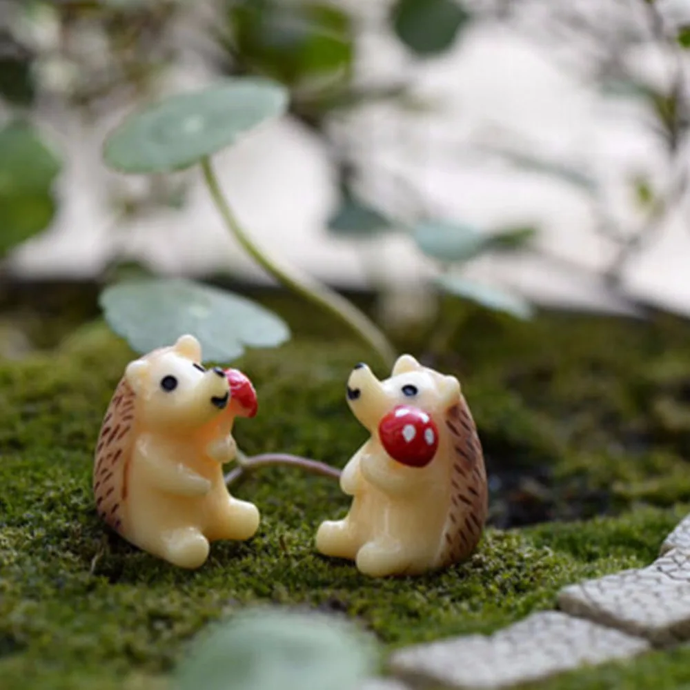 

2/3PCS Cute Lovely Hedgehog Craft Take Mushroom Animal MiniGarden Home Deco DIY Craft Micro Landscape Garden Decoration