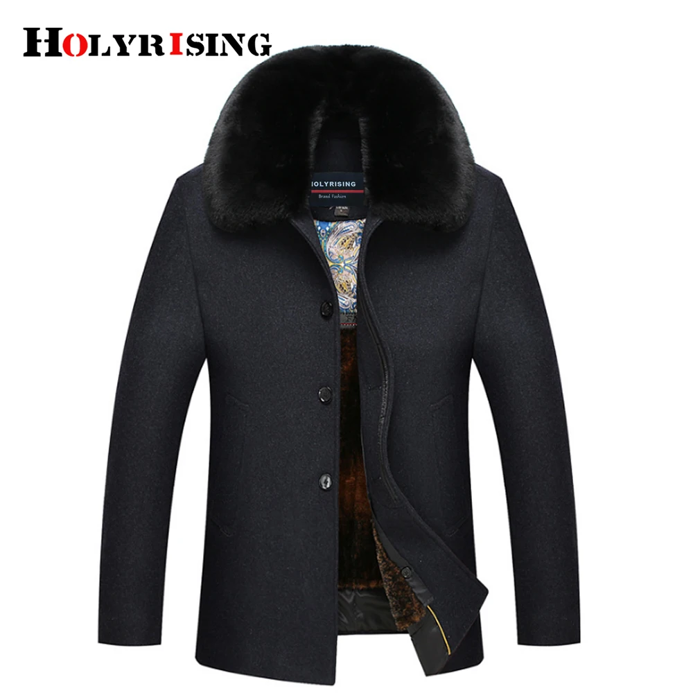 Men Wool Jackets Men Casual Warm Snow Coats Winter Men's Woolen Jackets Movable big Fake fur collar #18215 Holyrising Men Wool Jackets Men Casual Warm Snow Coats Winter Men's Woolen Jackets Movable big Fake fur collar #18215 Holyrising