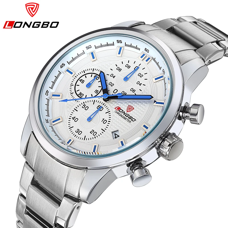 2016 Hot Seller LONGBO Luxury Brand Sports Army Stainless Steel Waterproof Multifunction Mens Wristwatches Analog Watches