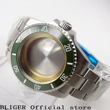 Твердый 43 мм корпус часов с браслетом из нержавеющей стали зеленый керамический ободок сапфировое стекло подходит для ETA 2836 часы движения