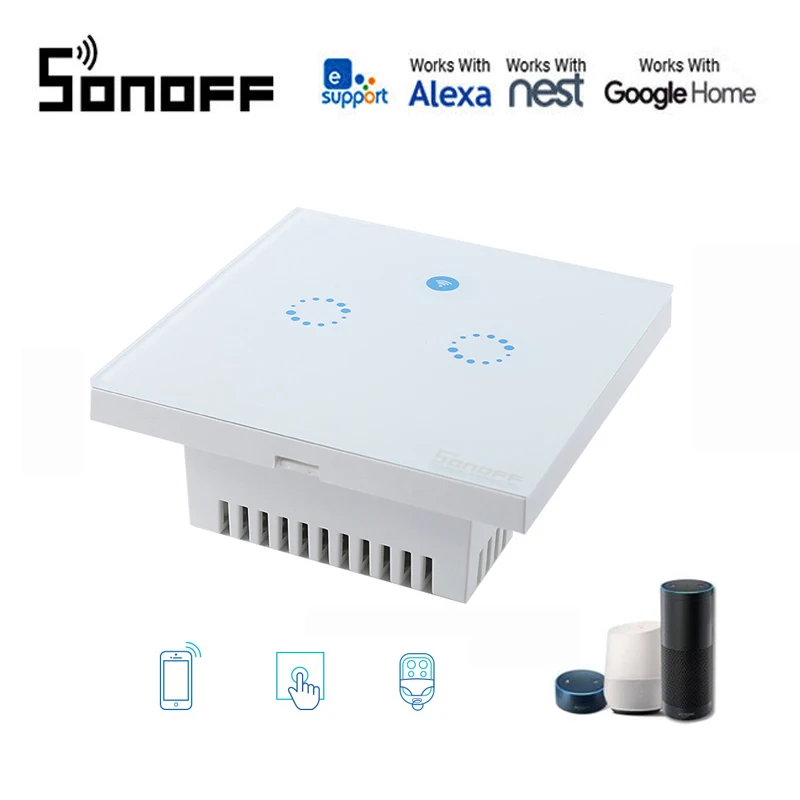 

Sonoff T1 EU Smart Wifi Wall Light Switch 1-3 Gang Touch/WiF/433/RF/APP Remote Smart Home Controller Work with Alexa/google home