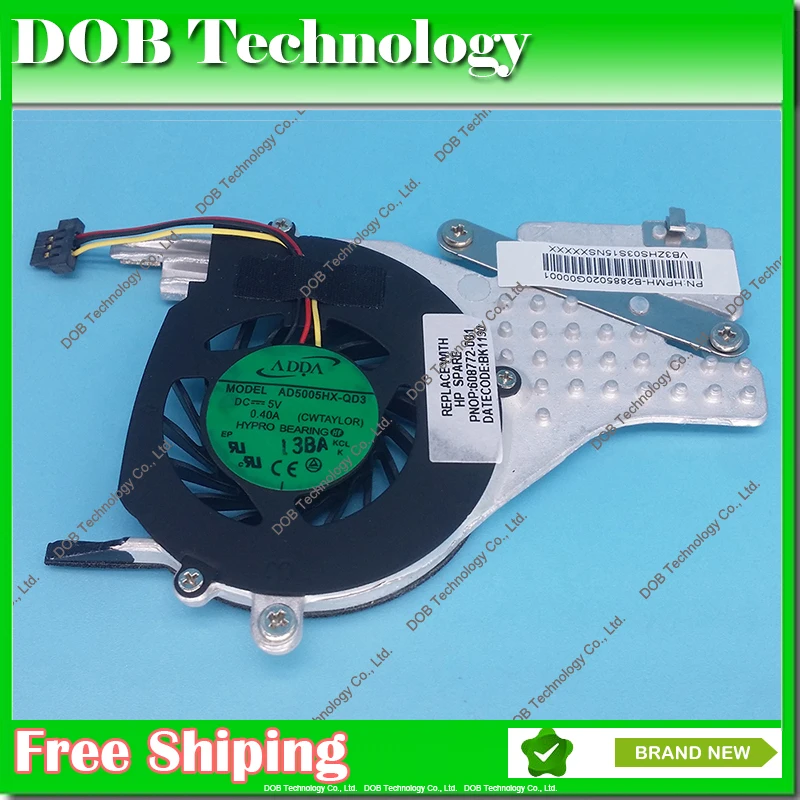 

Fan for HP Mini 110-3000 COMPAQ MINI CQ10 HSTNN-Q46C 608772-001 AD5005HX-QD3 3 PIN Laptop CPU Cooling fan with heatsink