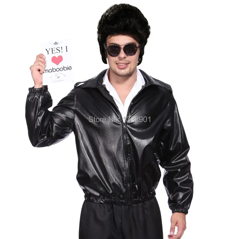 50s Grease Black Leather Look T Bird Jacket Danny T Bird Fancy Dress Costume Costume Mascot Dress Pakistancostume Badge Aliexpress