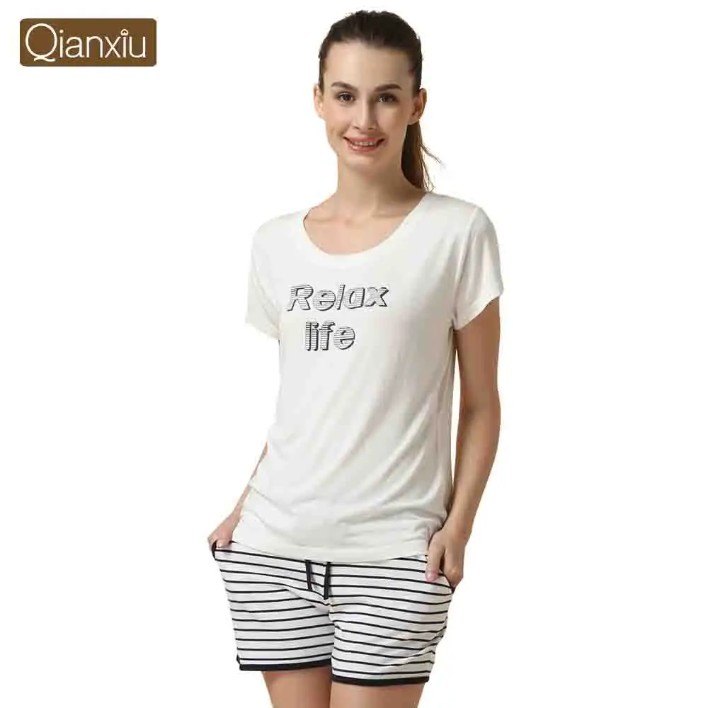 2019 летняя домашняя пижама женские повседневные наборы пижам женская футболка с
