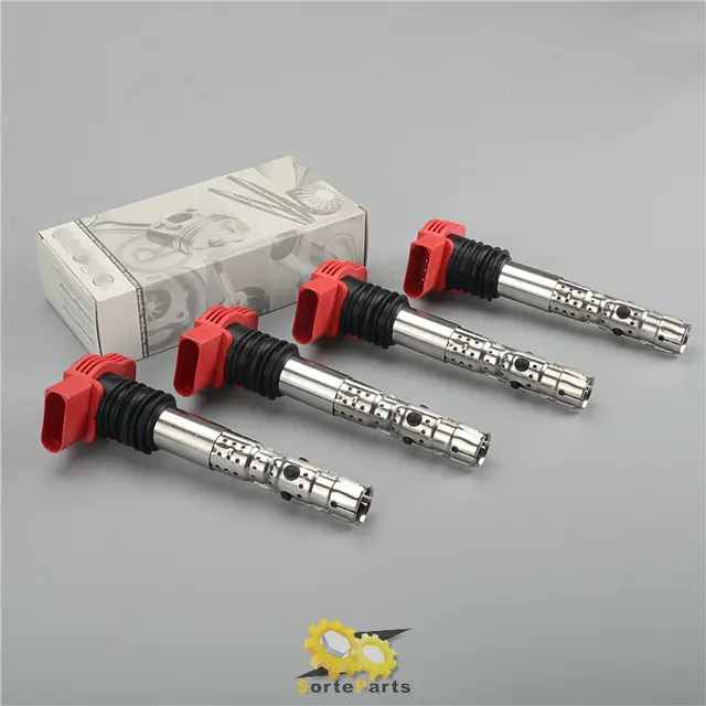 4 Sztuk Czerwony Cewka Zapłonowa Dla Audi A4 S4 B6 B7 A6 S6 C5 C6 A8