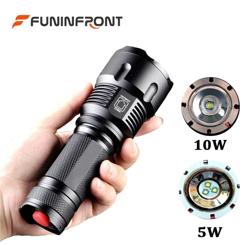 

10W Powerful CREE XM-L T6 Handheld Zoom LED Flashlight 3 Light Modes, Bright 3 IN 1 Light Sources LED Torch for Outdoor Fishing