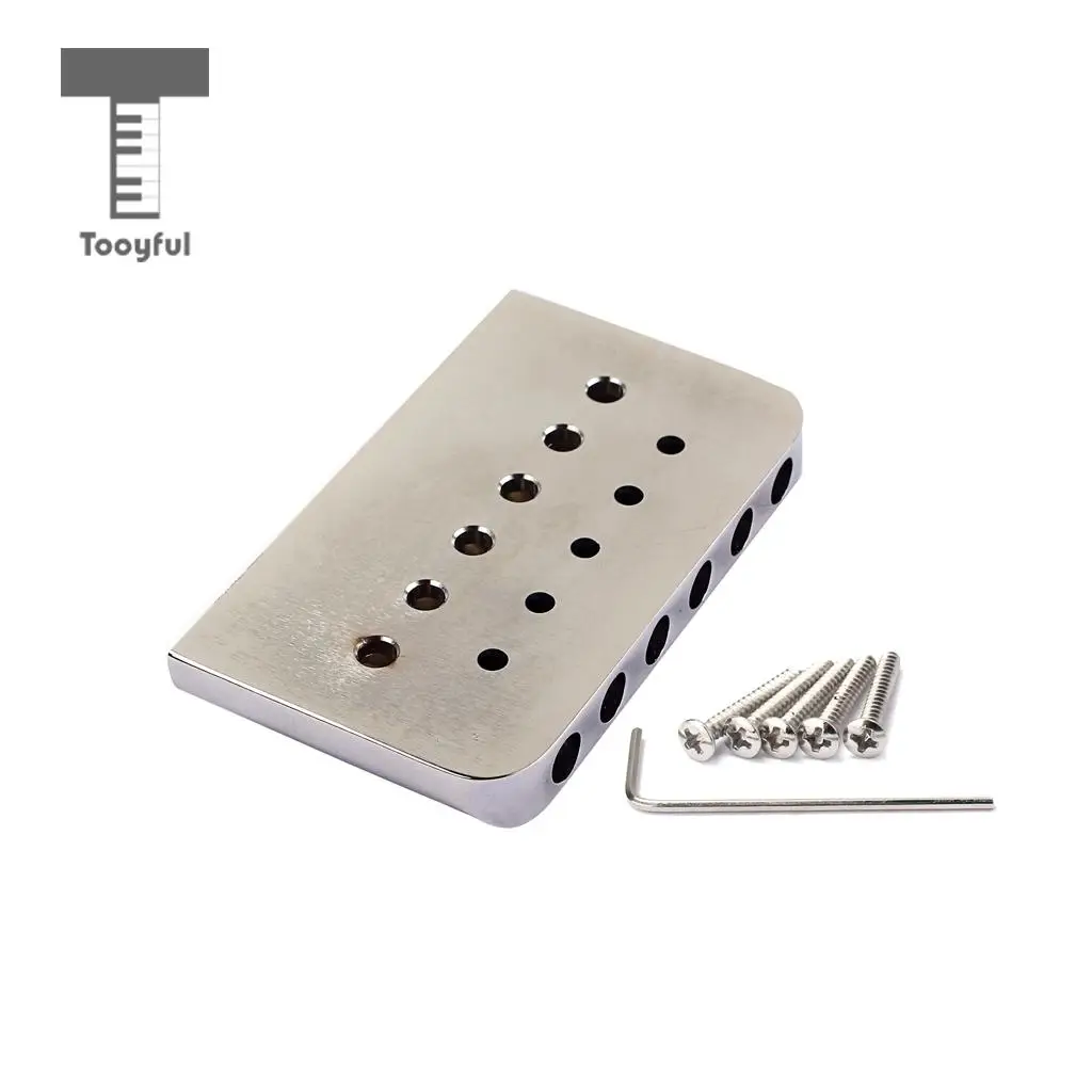 Tooyful 1 Set Guitar Replacement Fixed Bridge Golden Saddle for 6 String Electric/Cigar Box Guitar Parts