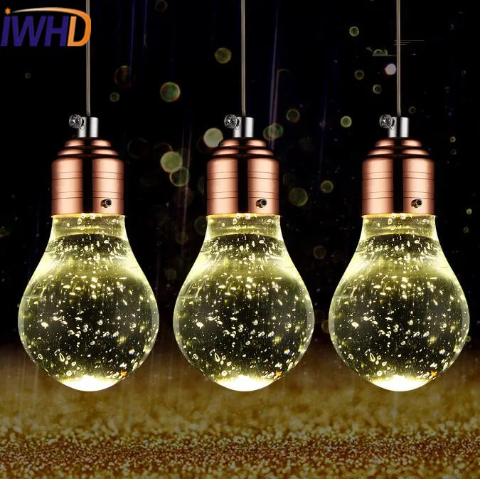Iwhd cristal iluminacion led colgante lámpara dormitorio de la manera moderna Lámparas colgantes simple cocina restaurante luminaria suspendu
