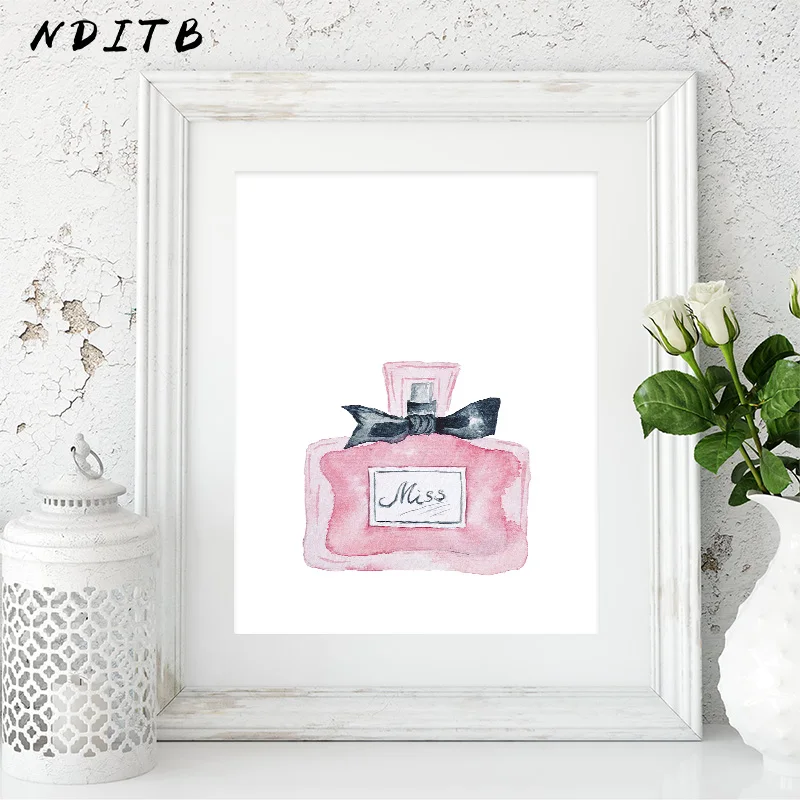 

NDITB Watercolor Perfume Bottle Poster Canvas Art Print Fashion Pop Art Painting Nordic Decoration Wall Picture for Living Room