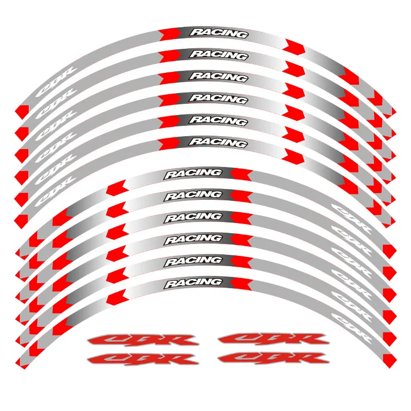 Лидер продаж высокое качество мотоциклетные колеса наклейка светоотражающие обод велосипед подходит для Honda CBR RR CBR CBR1000 600RR 650R 300R - Цвет: CBR  B RED