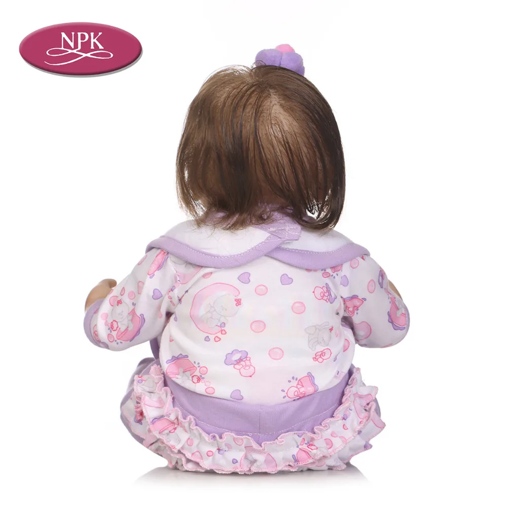 NPK 45CM Lifelike Reborn babies Silicone Doll Soft Cloth Body Newborn Princess Girl Doll With Baby Basket + Soft Toys Kid Gifts (6)