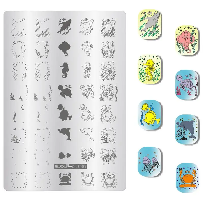 1 шт. 9,5*14,5 см пластины для штамповки ногтей животные штампы для ногтей морская черепаха морской конек дизайн DIY маникюрные пластинки для ногтей инструменты для ногтей