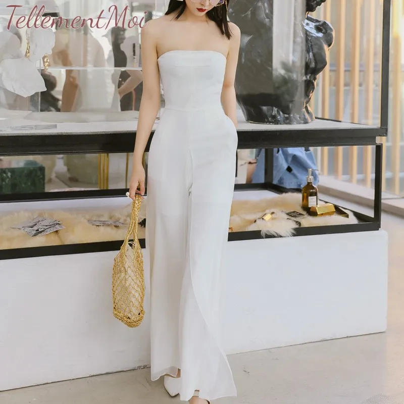 Bodycon Jumpsuit Women Elegant Wide Leg Off Shoulder High Waist Jumpsuits Solid One Piece Rompers Pants Celebrity Party Playsuit | Женская