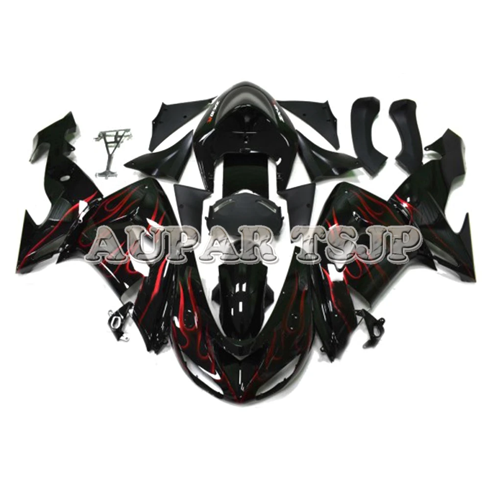 Черный Красный Пламя Кузов для Kawasaki ZX-10R 2006 2007 Cowlings Sportbike панели ZX10R 06 07 корпус работы ABS пластик впрыска