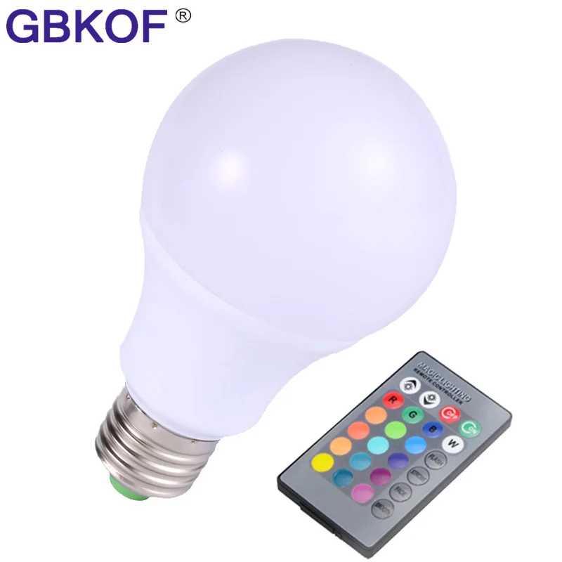 

RGB LED Lamp E27 10W LED RGB Light Lampada LED Bulb AC85-265V SMD5050 16 Colors Change with IR Remote Controller for Decoration