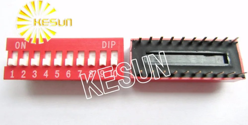 

China Quality DS-10 Red 10P DIP Switch 2.54mm 10 Position Encoder Switch Slide Switch x 200PCS