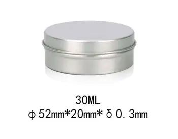 

52*20mm 30ml Metal Aluminium Silver Box Empty Sample Container cream Box Cosmetic Tin Containers Pot Jar perfume storage SN2417