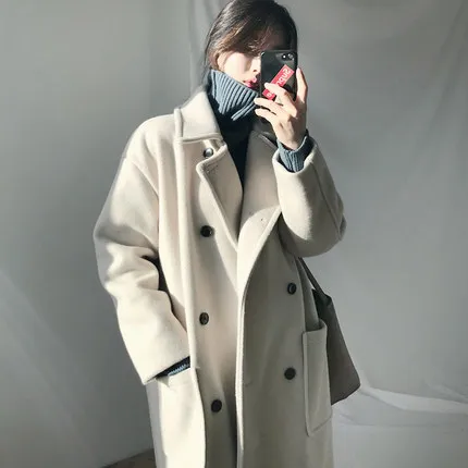 Laura's Store// high quality anti season women wool blends coats,solid wool blends coats,long winter coats 2018,free shipping