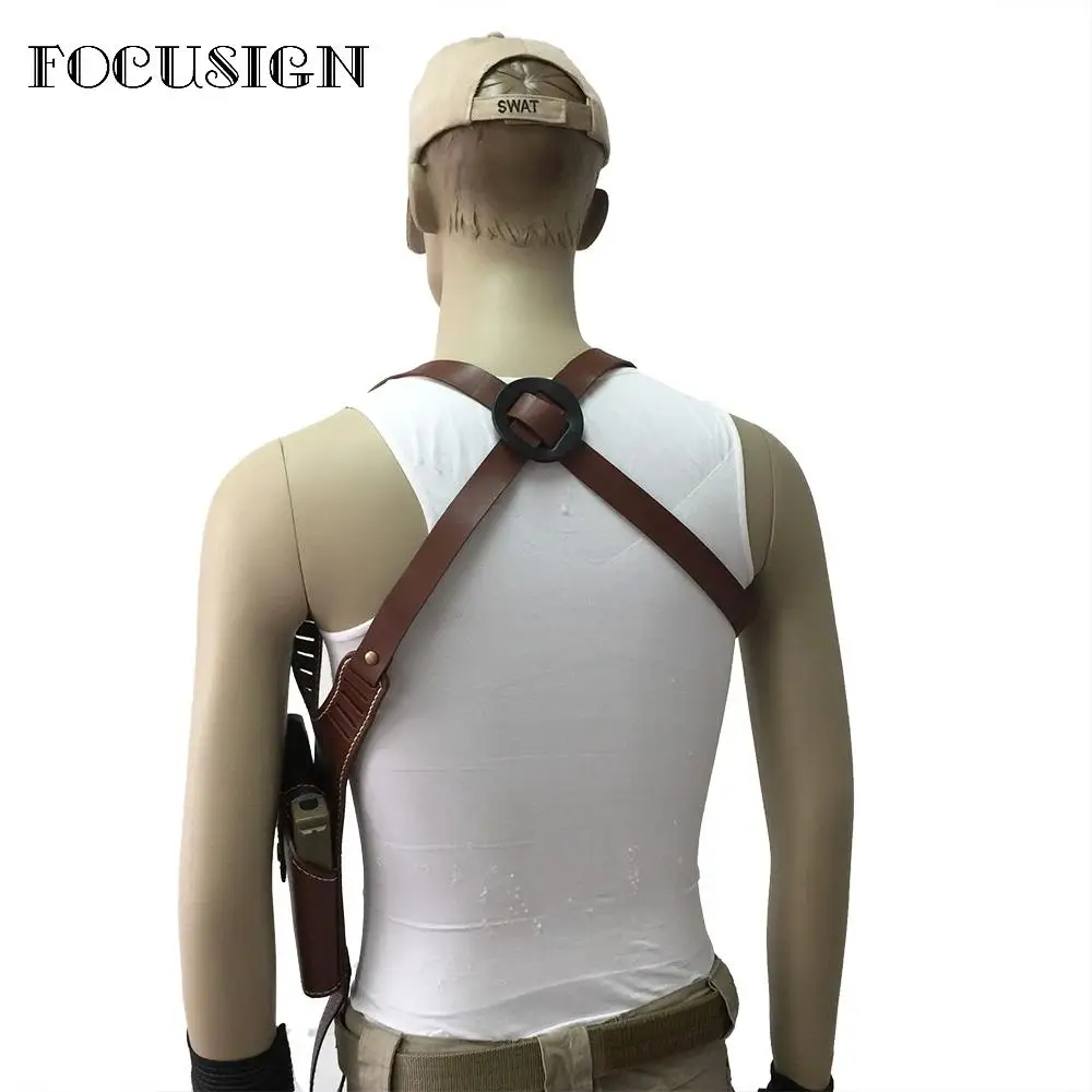 

2018 hot Adjustable Leather Right Hand Gun Auto Handgun Shoulder Holster Buckle Cowhide Gun Bag Fits Medium Frame Auto Handguns