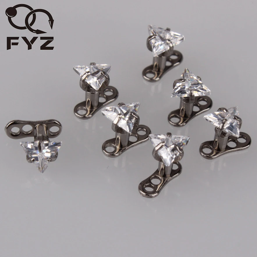 

Crystal Triangle Zircon 316L Surgical Steel Micro Dermal Anchor Skin Diver Piercing Jewelry