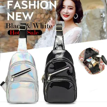 

2019 Newest Hot Women Travel PU Shoulder Chest Cycle Sling Sport Crossbody Laser Bag Waist Packs Shoulder Bags