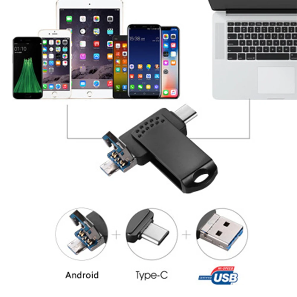 3In1 USB Type C OTG Flash Drive 256GB Type C MicroUSB USB3 0 Thumb U Disk 2