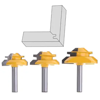 

45 Degree Lock Miter Grade 8*1-1/2 3/8 8*2 Router Bit 8mm Shank Trimmer Drill Milling Cutter Wood Working Tool