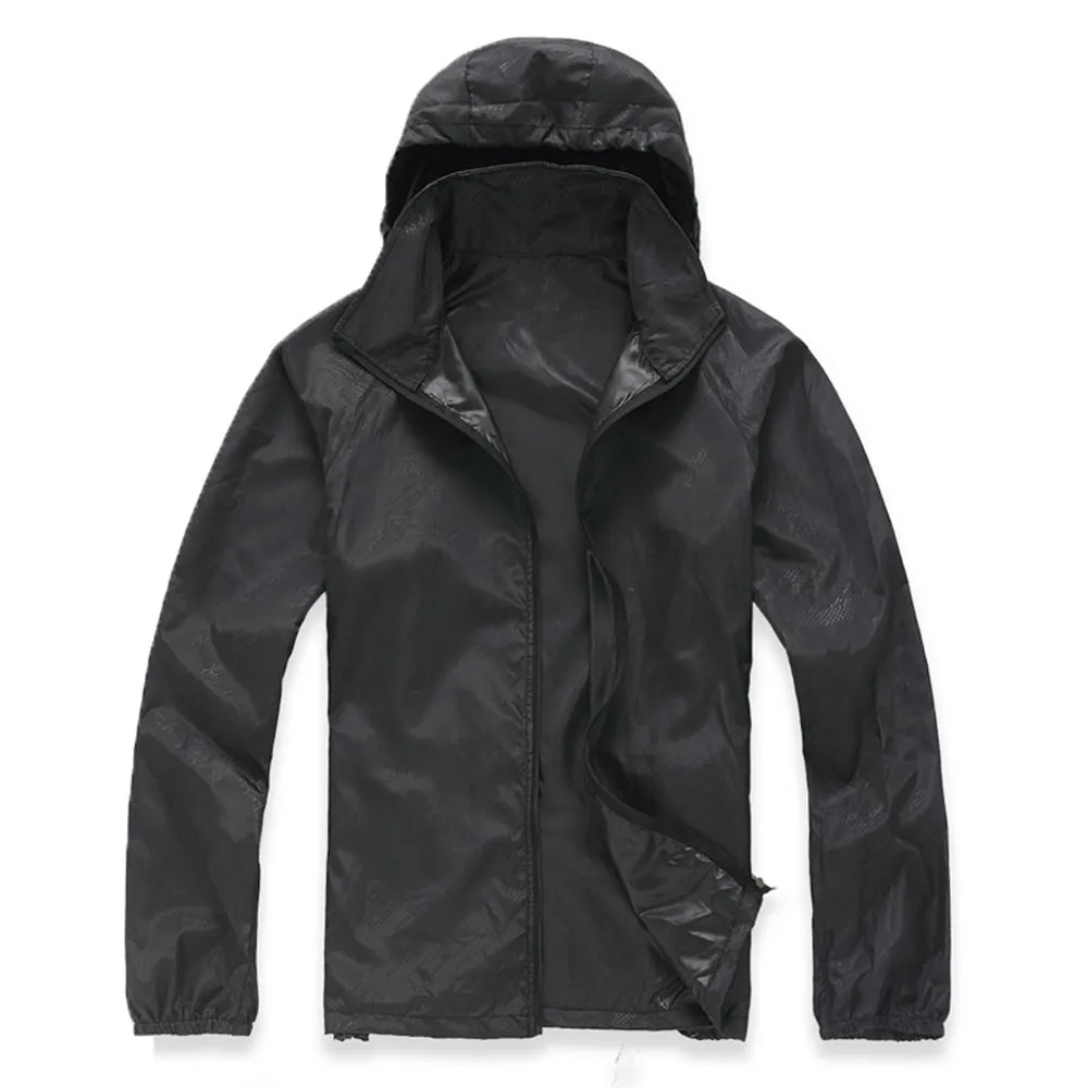 Женские мужские водонепроницаемые ветрозащитные куртки с капюшоном для горного велосипеда, спортивный Быстросохнущий велосипед, пальто с карманом на молнии для унисекс - Цвет: Черный