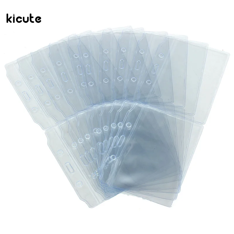 20pcs PVC Plastic Bags Clear Pockets Wallet ID Card Pass Badge Holder