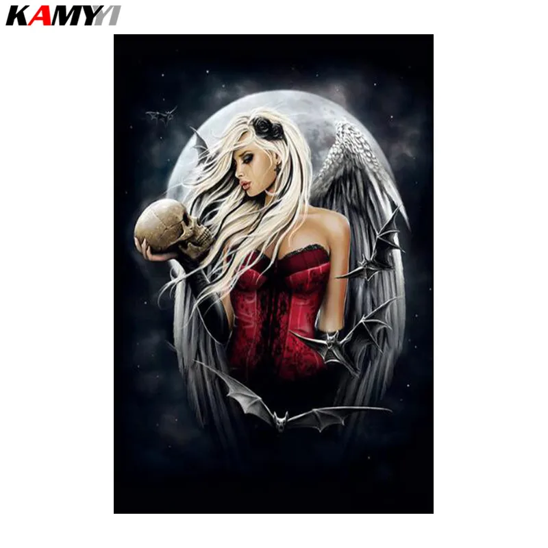

5D Diamond Painting Diy Angel Skull Girl Diamond Embroidery Full Square Mosaic Pasted Cross Stitch Needlework DD