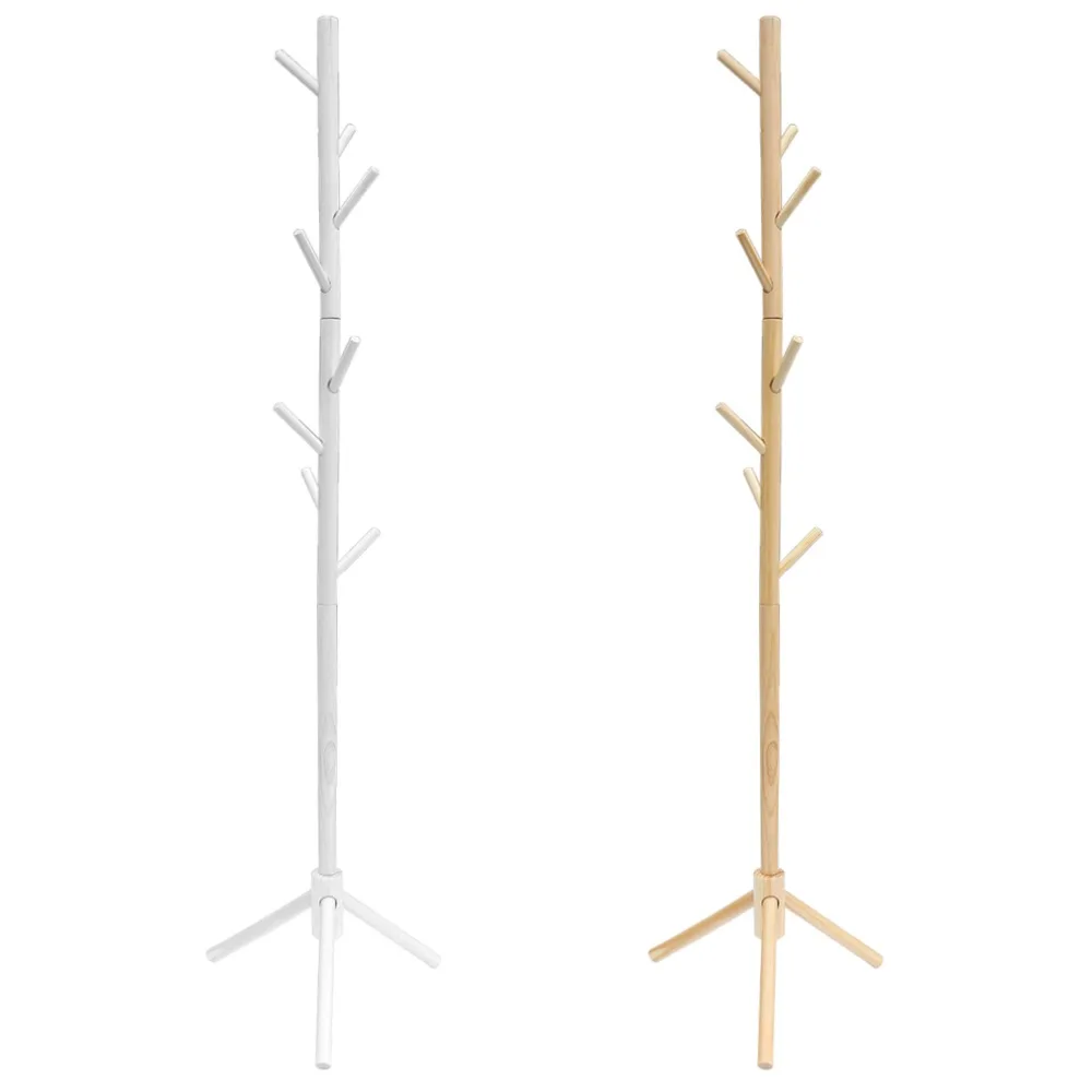 

Modern Wooden Coat Rack Clothes Stand Coat Rack Display Stands Hanger Hat Jacket Bag Clothing Shelf Free Standing With 8 Hooks