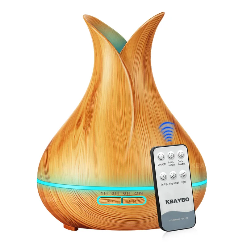 

KBAYBO 400ml Aroma Essential Oil Diffuser Ultrasonic Air Humidifier with Wood Grain 7 Color Changing LED Lights for Office Home