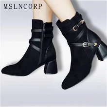 Size 34-43 New Spring Autumn Fashion Women Ankle Motorcycle Boots High Heels Buckle Pointed Toe Short Booties Black Ladies Shoes цена Size 34-43 New Spring Autumn Fashion Women Ankle Motorcycle Boots High Heels Buckle Pointed Toe Short Booties Black Ladies Shoes цены онлайн