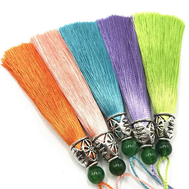 

9cm Silk Tassels Fringe With Bead Tassels Polyester Diy Hanging Curtains For Sewing Garment Home Decoration