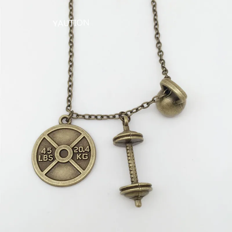 New 45lbs. Barbell. kettlebell necklace Exercise Charm Pendant