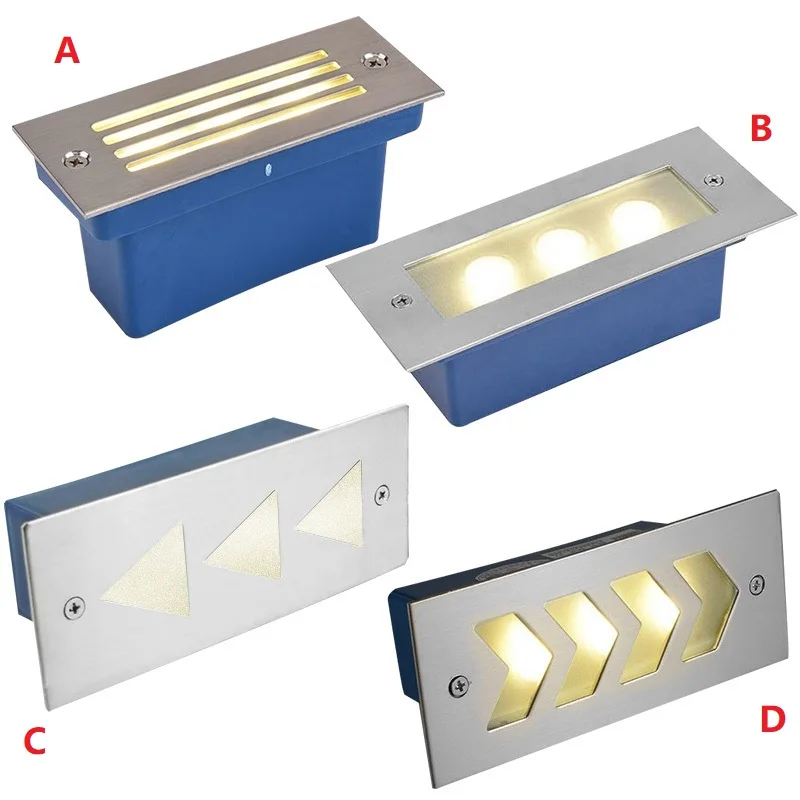 Алюминиевый наружный светодиодный светильник для лестницы, встраиваемый ступенчатый светильник s 3 Вт 6 Вт, современный Точечный светильник светодиодный настенный светильник, подземный светильник 85-265 в