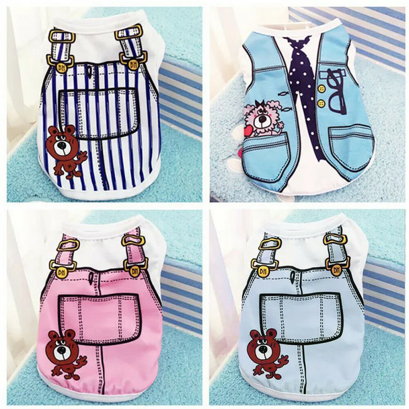 

2019 Spring Summer Printed Pet Puppy Vest Soft Cotton T-Shirt Small Dog Cat Cloth Top Shirt Cute Apparel Costume Clothes XS-XXL