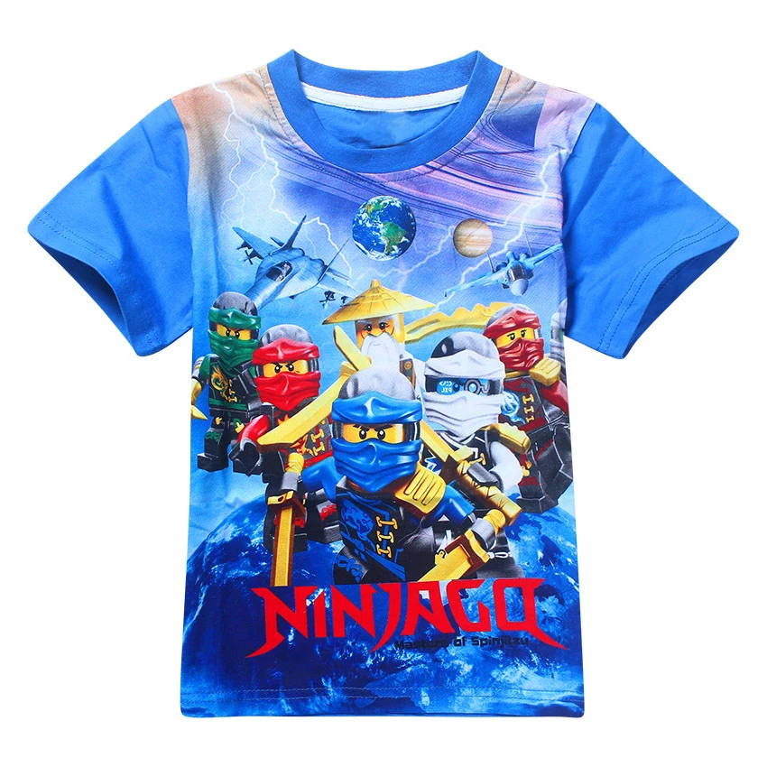 Лидер продаж; летняя детская футболка; Футболки с героями мультфильма «Ниндзяго»; Одежда для мальчиков с героями мультфильмов; хлопковые футболки для мальчиков и девочек; топы для детей; костюм - Цвет: blue