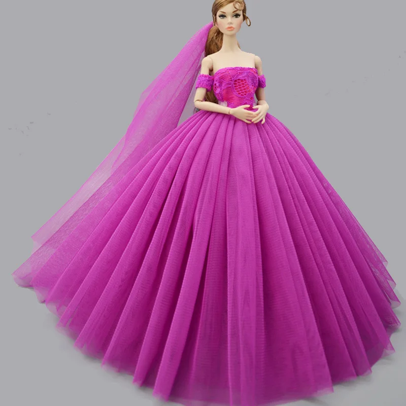Hot Pink Little Dress Wedding Dress for 11.5" Doll Clothes Princess Party Wears 