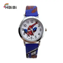 Кожа Сплав циферблат часы с человеком-пауком детские часы модные повседневные Водонепроницаемый Наручные часы для детей, подарок для