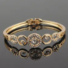 Подарок на день матери, новые модные прозрачные браслеты с австрийскими кристаллами желтого золота для женщин, свадебные ювелирные аксессуары