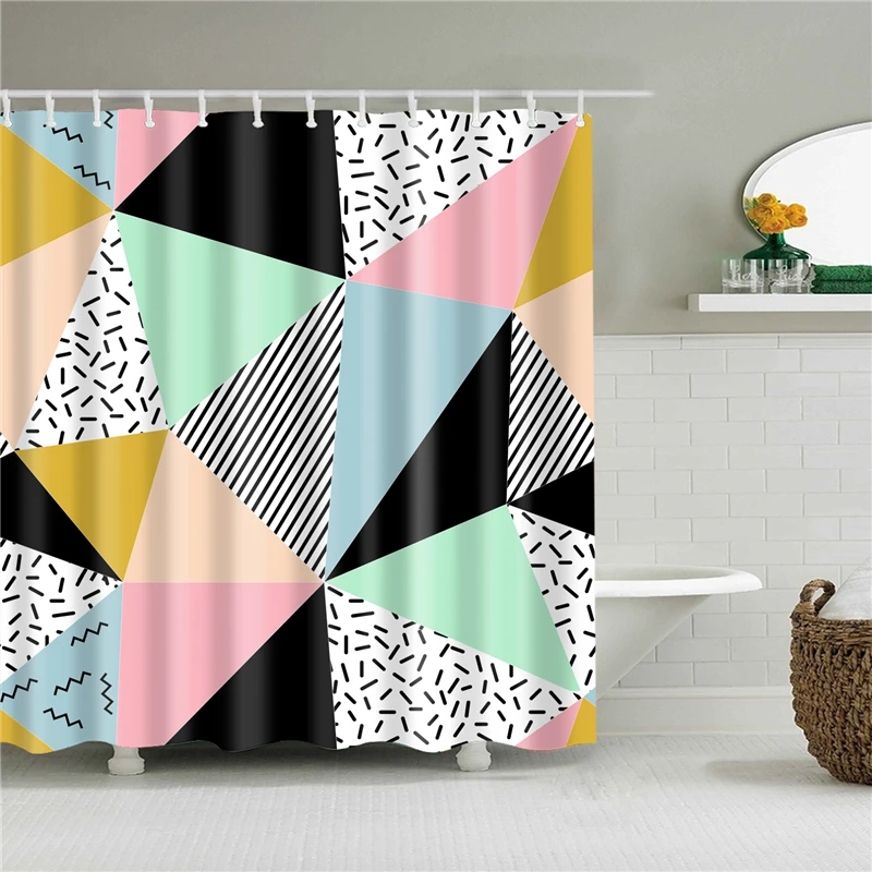 Моющиеся шторы cortina de bano из полиэфирной ткани, занавески для душа, украшение дома, мультяшный рисунок, экран для ванной комнаты с крючками для ванной комнаты - Цвет: D0358
