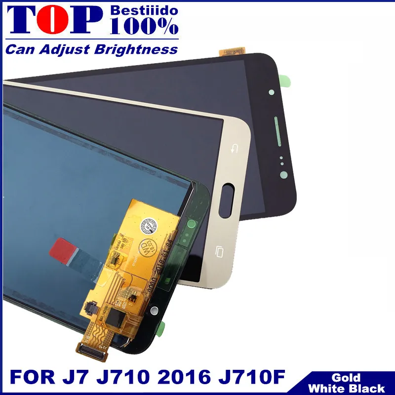 

With Brightness Control For Samsung Galaxy J7 2016 J710 J710F J710FN Display Touch Screen Digitizer Assembly LCD Replacement