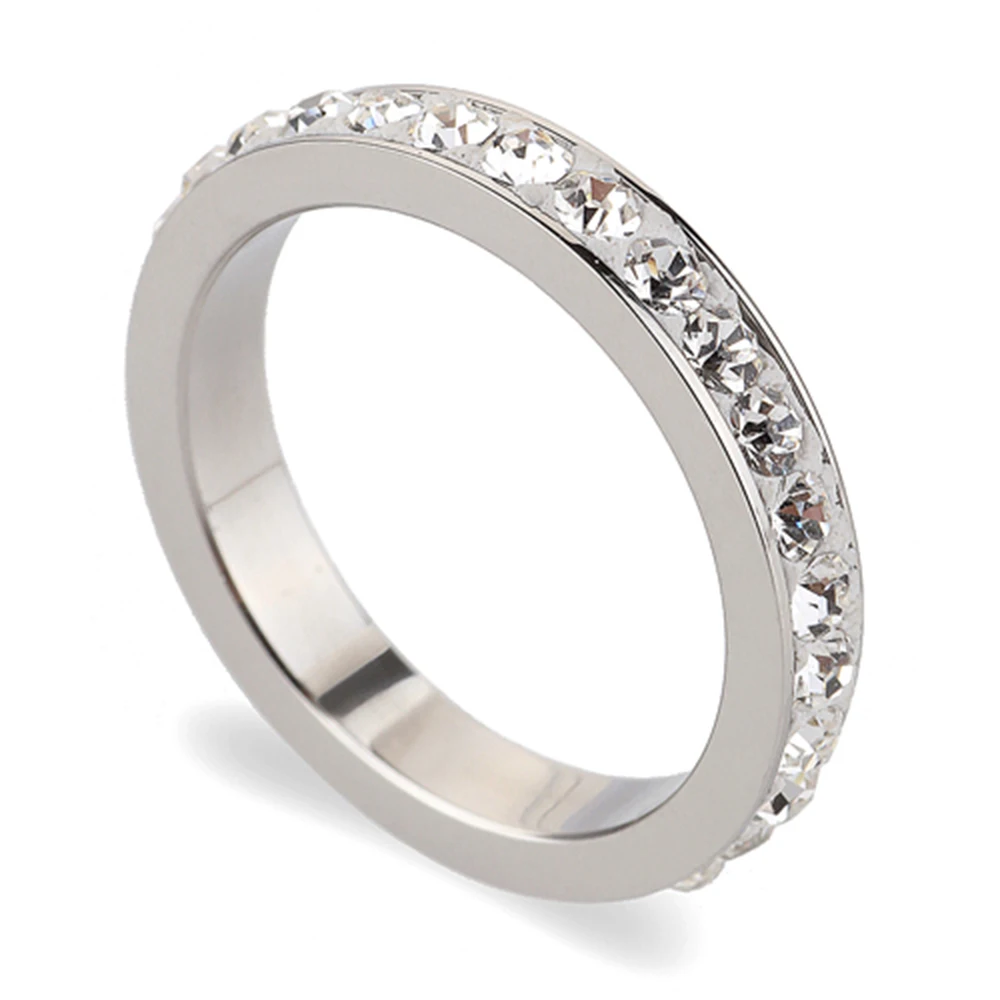 

One Lines Stainless Steel Crystal Jewelry Wholesale Fashion Wedding Rings
