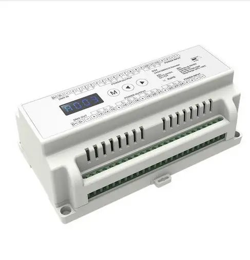 US $220.00 5 Piece High Quality 24 CH Constant Voltage DMX512 Decode DC524V Input3A24CH Output With Display For Setting Dmx Address