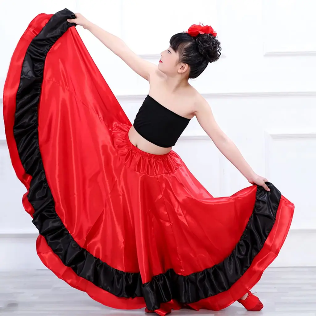 Flamenco Dance Skirt Spanish Dance Costumes Girls Belly Dance Skirt 540