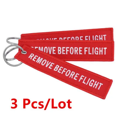 3Pcs/lot Remove Before Flight Keychains For Aviation Gifts Embroidery Customize Keychains Keyring key Holder Cars Sleutelhanger Style11