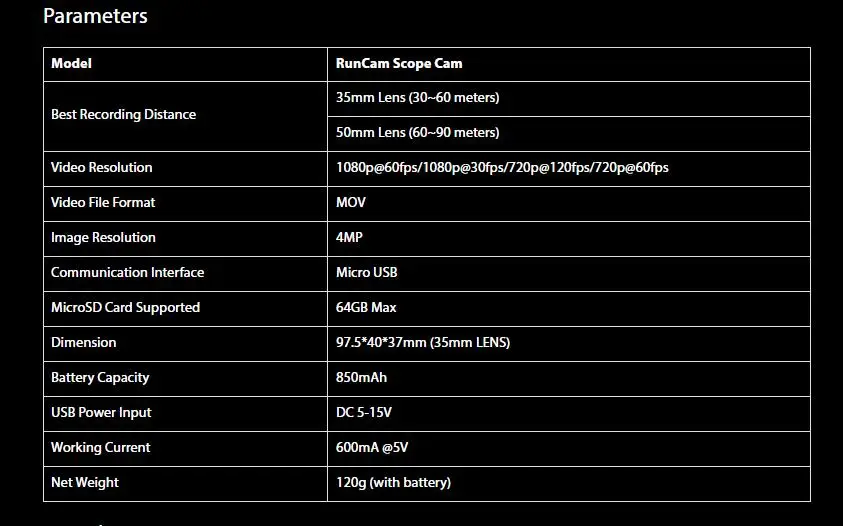 RunCam Scope Cam 35 мм объектив MOV DC 5 V-15 V 4MP HD камера Micro USB максимальная поддержка 64G SD для радиоуправляемого квадрокоптера