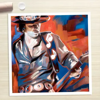 

SRV Stevie Ray Vaughan guitar portrait painting CANVAS ART shipping free