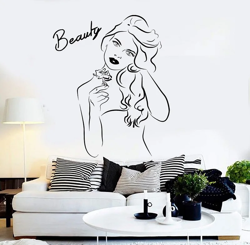 

Vinyl Wall Decal Beauty Salon Pretty Woman Girl Room Stickers Mural Unique Gift 2MY2